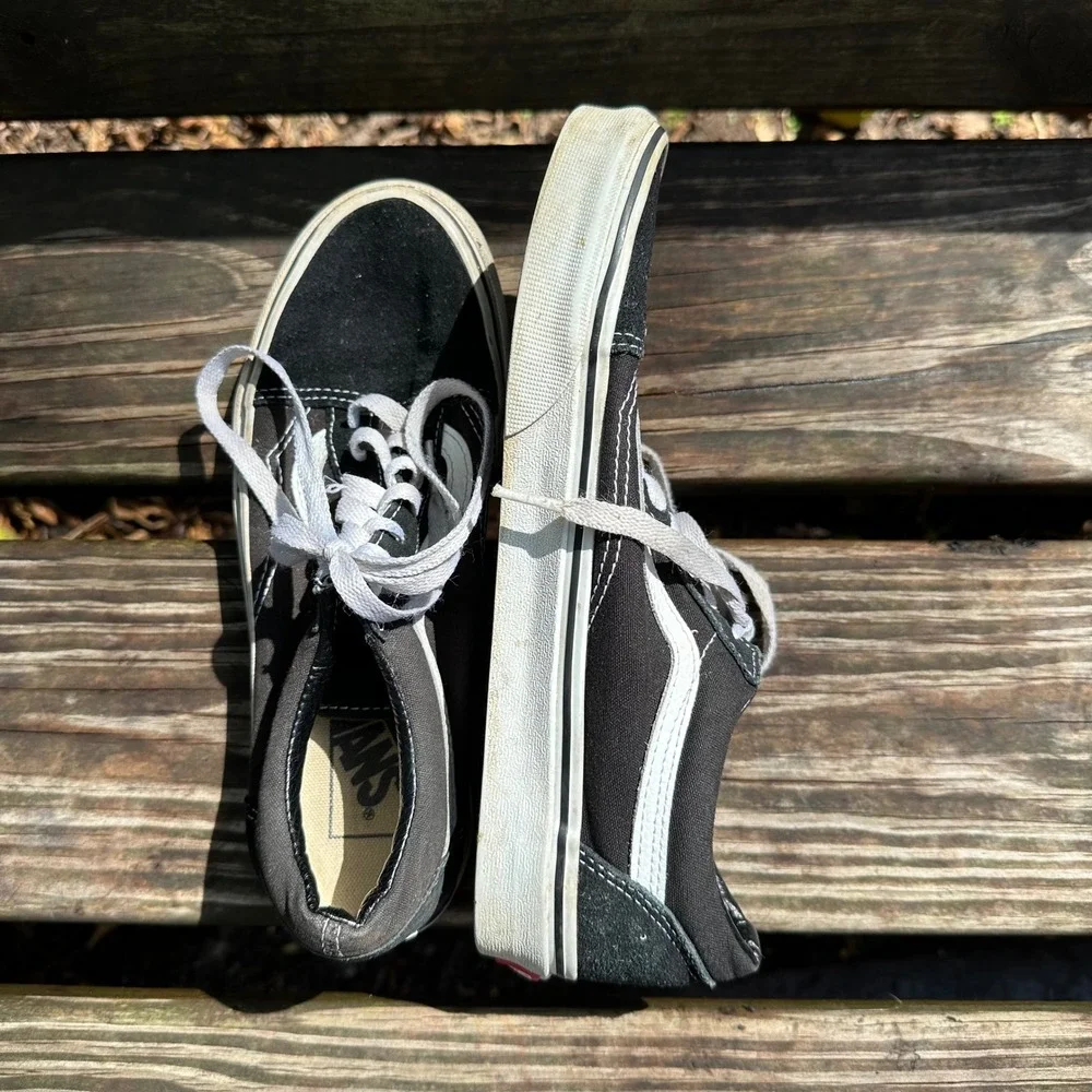 Vans Old Skool Black White Canvas Suede Low Top Skate Sneakers Women's 8 Men 6.5